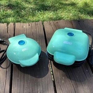 Dash‎ Aqua Mini Waffle Maker and Griddle Set Aqua Teal